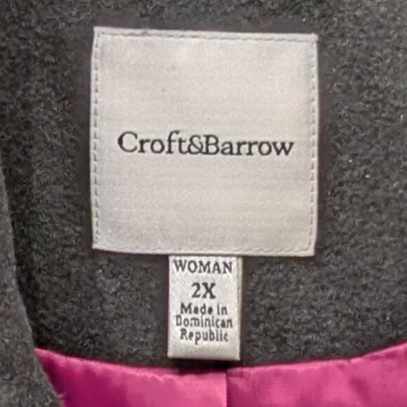 croft & barrow Black Double-Breasted Peacoat Size 2X NWT - Picture 13 of 13